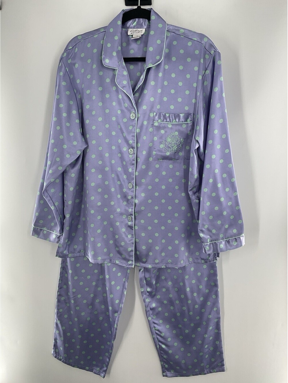 Kathryn Men Size Large Purple With Green Polkadots Pajama Set 146